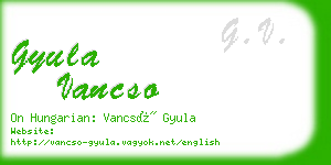 gyula vancso business card